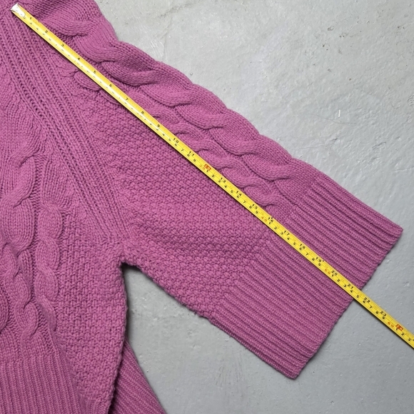 Banana Republic Cavo Flare-Sleeve Cropped Sweater Sz M Cable Knit Purple Dawn. - Picture 10 of 13